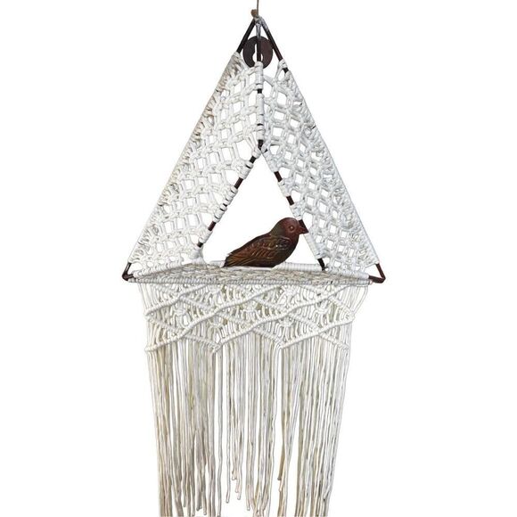 Macramé triangler bird hanging wall decor - Picture 3 of 8